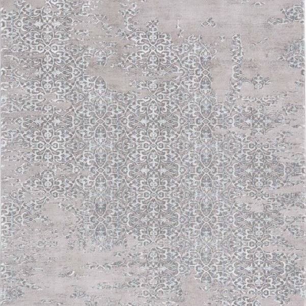 Gray patterned rug with intricate design