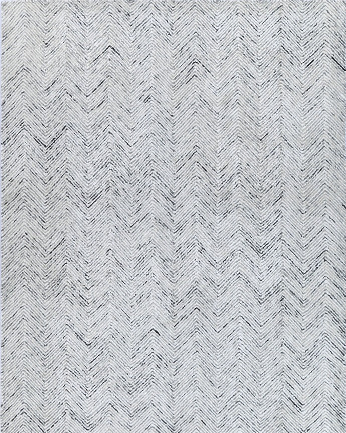 Complete image of the Astrid Herringbone Grey Rug, showcasing its hand-woven design and elegant grey hue.