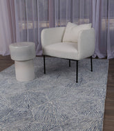 Astrid Hexagon Blue Rug in modern setting
