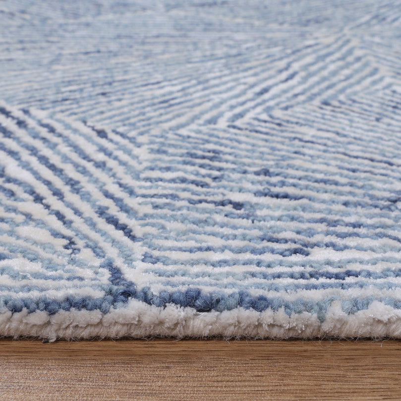 Astrid Hexagon Blue Rug close up