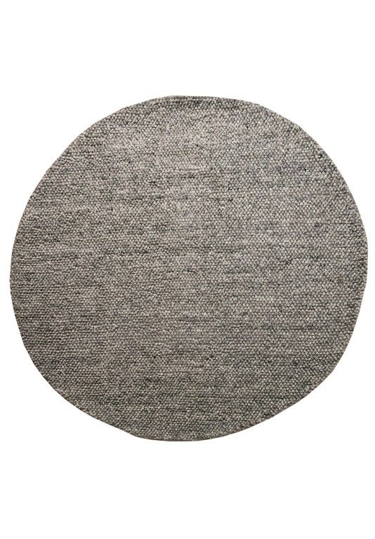 Round gray rug on a white background