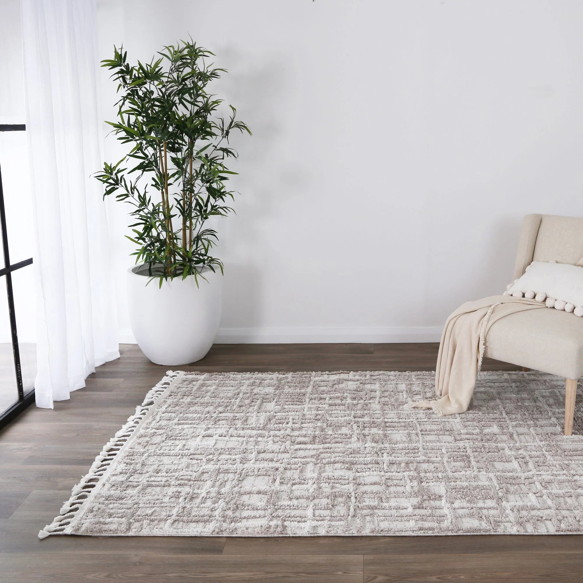 Bilbao rug placed in a modern room setting, accentuating its versatility in various interior designs.