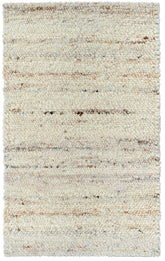 Textured area rug with a neutral color palette on a white background