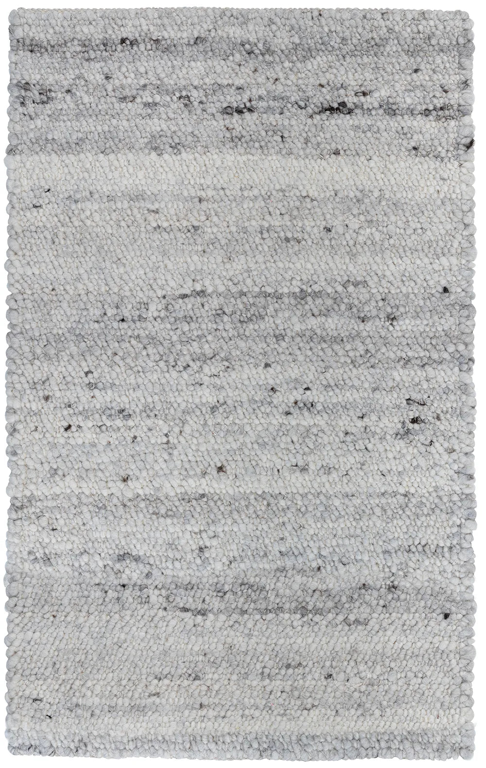 Textured gray rug with a subtle pattern on a white background