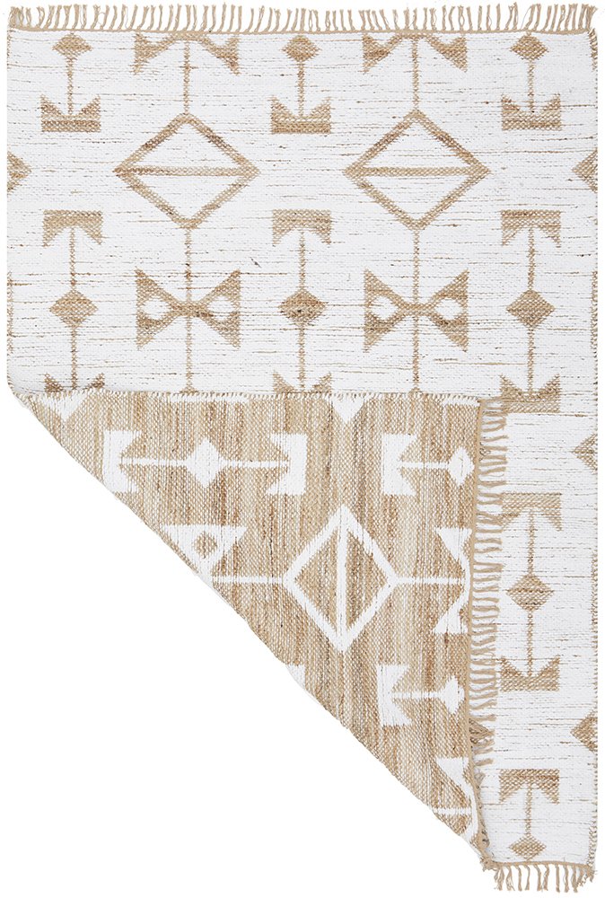 An image highlighting the unique blend of cotton and jute in the Bodhi - Trudy Rug, focusing on the natural, earthy texture that contributes to its modern and eco-friendly appeal.