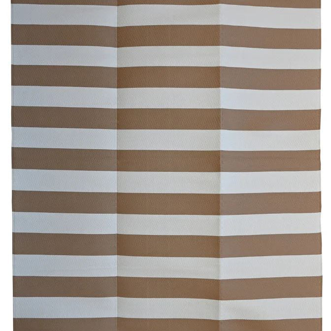 Striped fabric with brown and white horizontal stripes on a black border