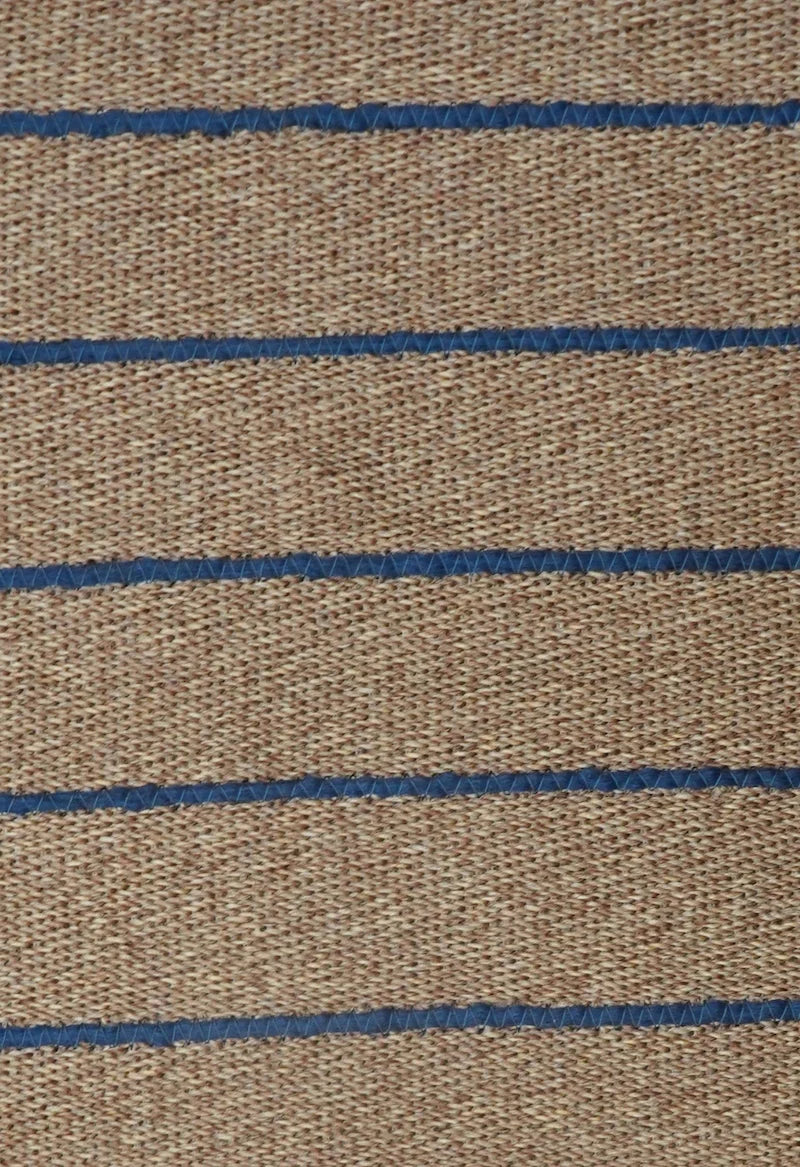 Textured fabric with blue stripes on a brown background