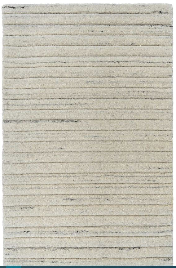 Textured area rug with a ribbed pattern on a white background