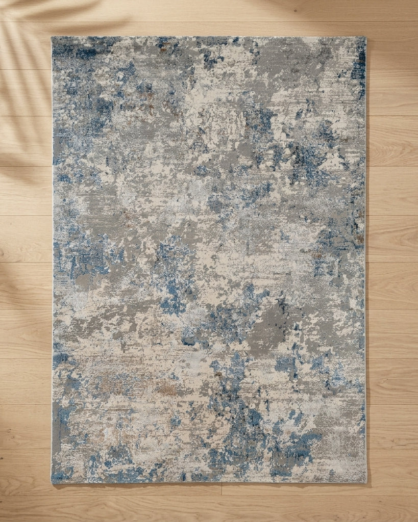 Charm Rug - Electric Blue Aqua on wooden flooring