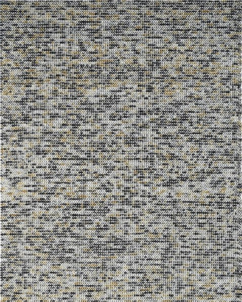 A mid grey, handwoven, textural rug with varying shades and a heavy quality appearance.