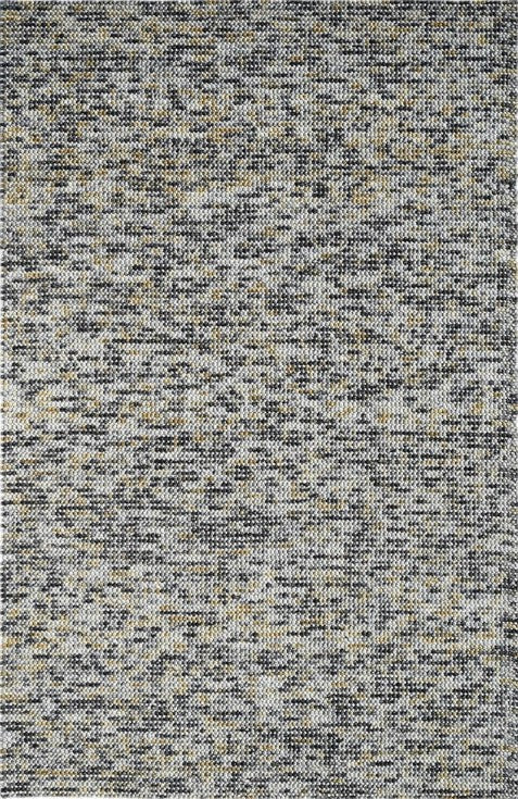 A mid grey, handwoven, textural rug with varying shades and a heavy quality appearance.