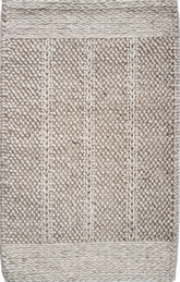 A rectangular wool and viscose rug with a textured plain loop and rope design in a sandy color, handwoven.