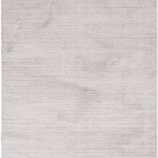 Gray area rug with a subtle pattern on a plain background