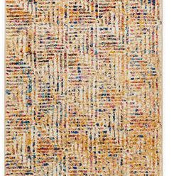 Patterned rug with multicolor design on a plain background