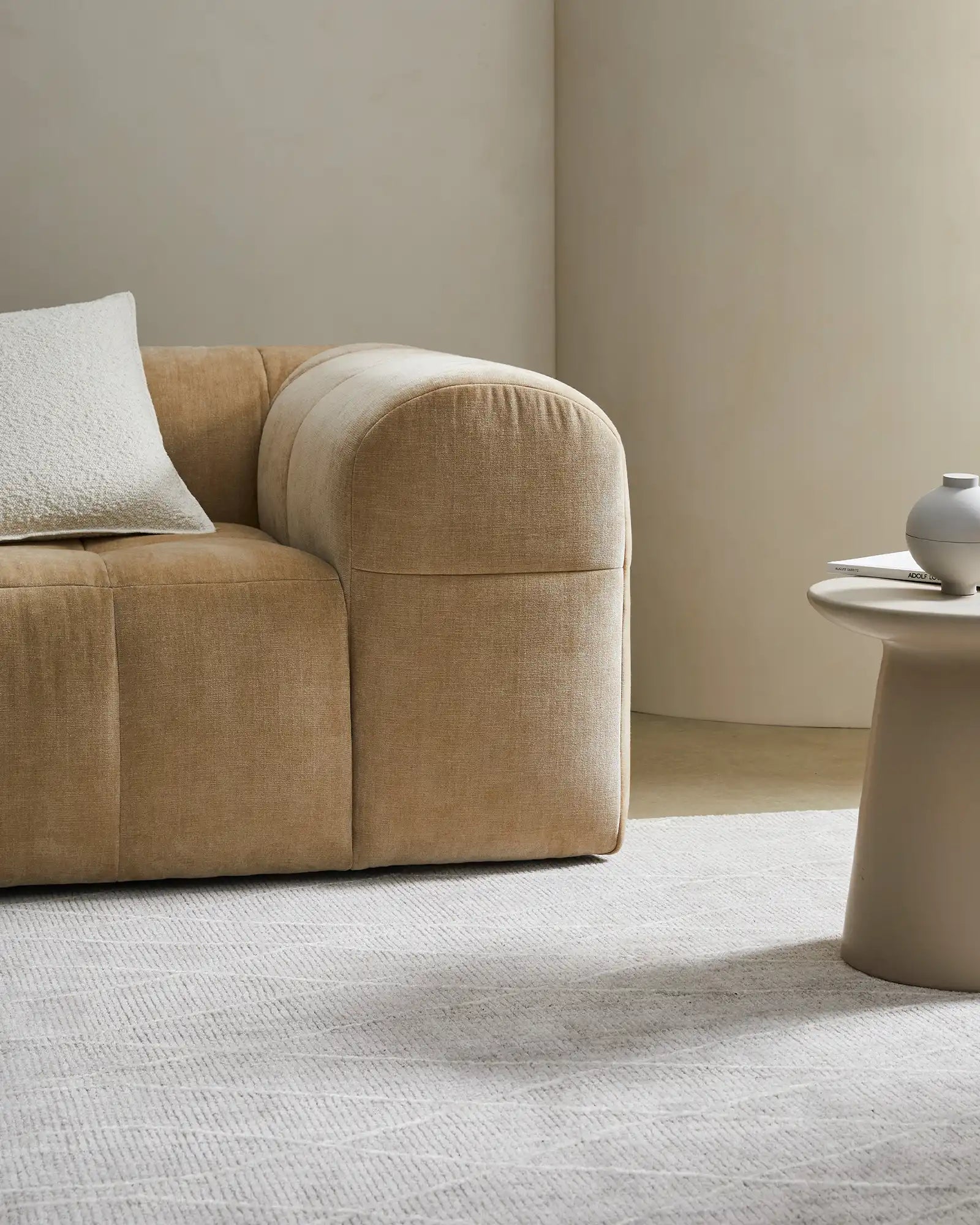 Image of the rug placed in a minimalist room setting, illustrating how it complements contemporary home décor.