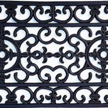 Decorative black metal grille with intricate patterns