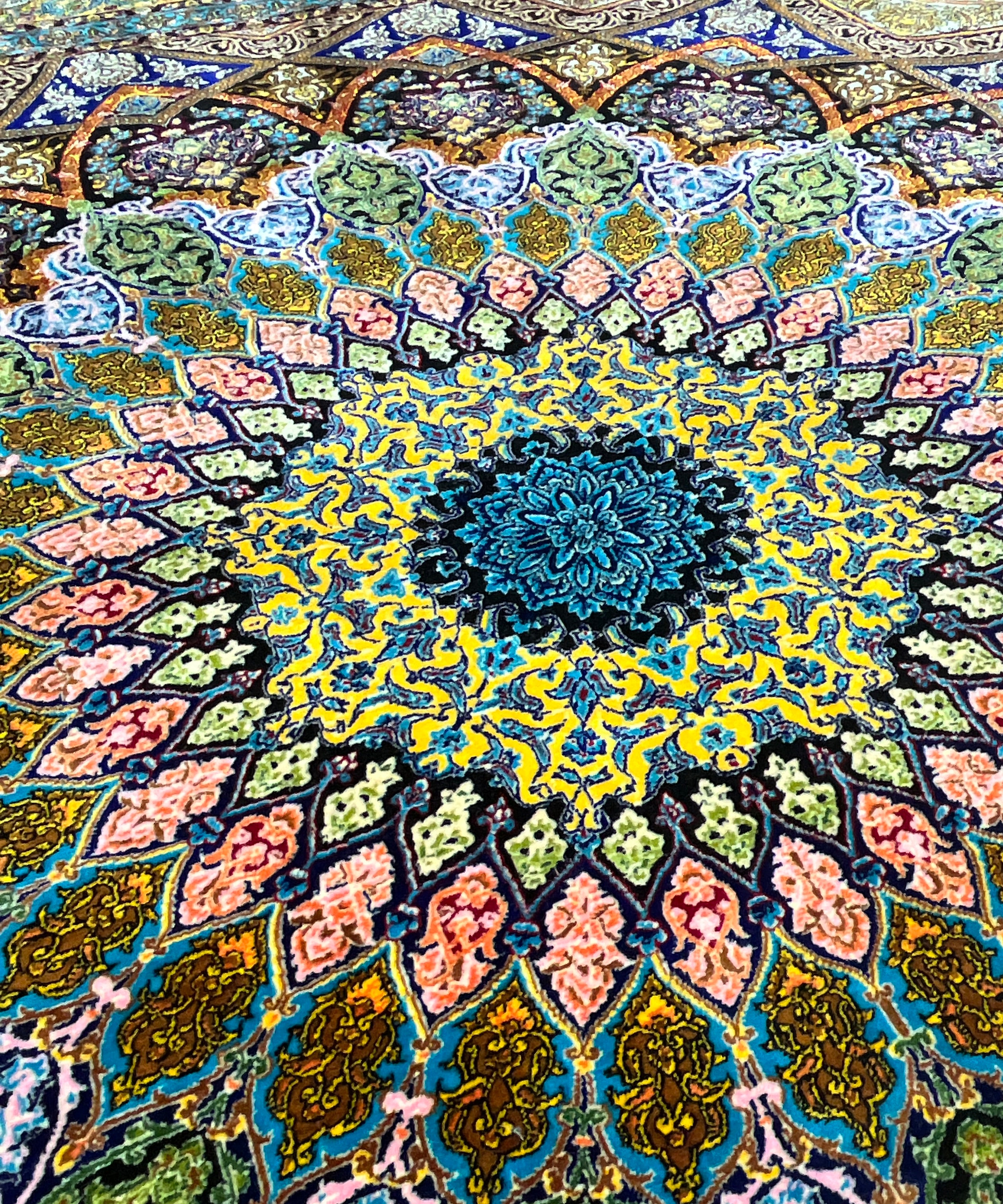 Colorful intricate pattern with a central design