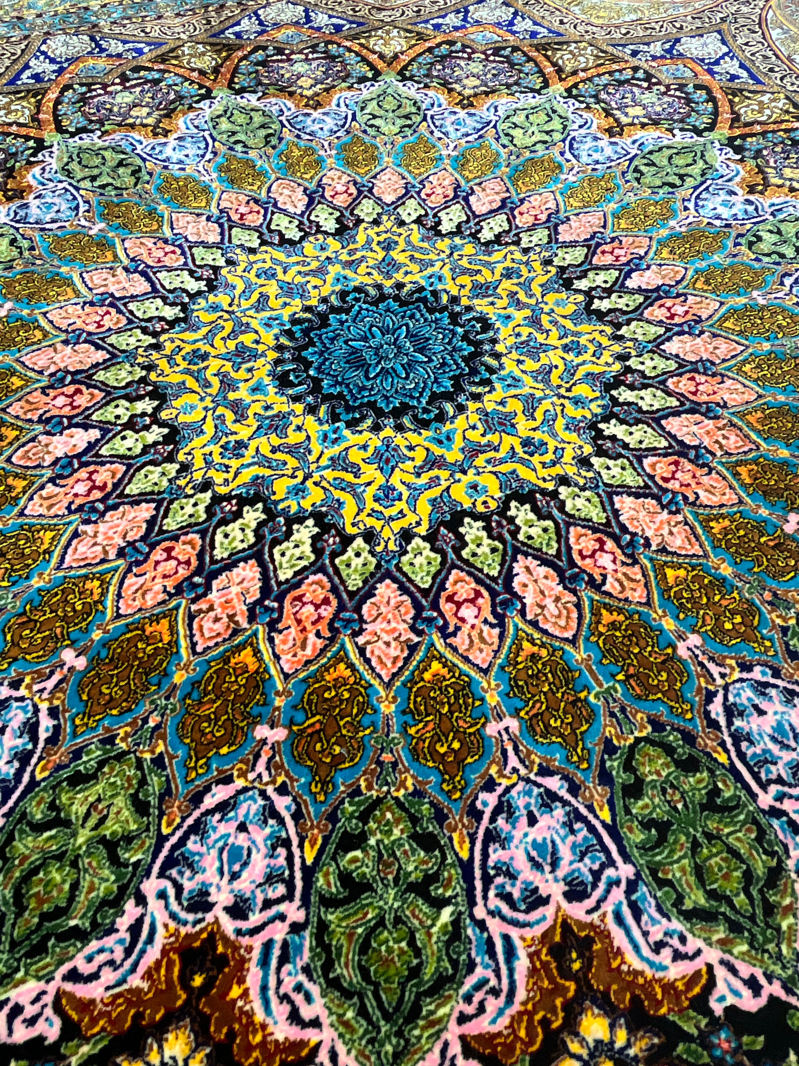 Colorful intricate pattern with a central design