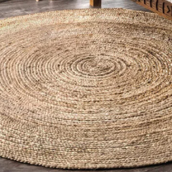 Kerala Gold Jute rug on floor under bed