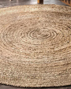 Kerala Gold Jute rug on floor under bed