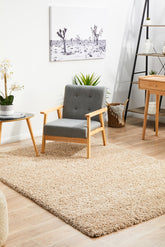 The Laguna Rug in Linen, elegantly placed in a room, showing its versatility and ability to enhance both modern and classic interiors.