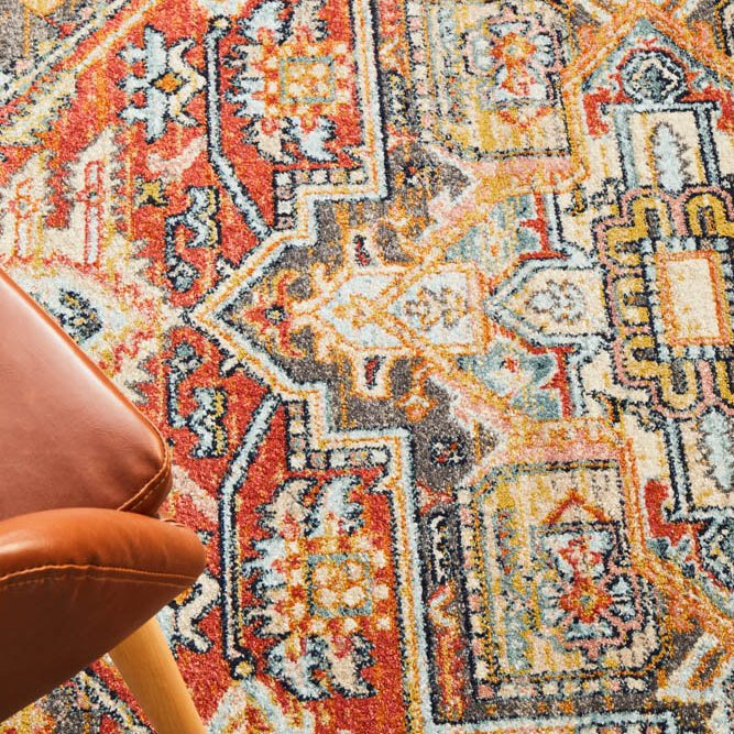 Close-up of the edge of the Legacy Rug in Terracotta, emphasizing the precision of its power-loomed construction.