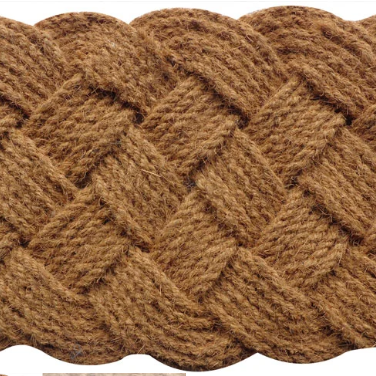 Brown braided doormat on a white background