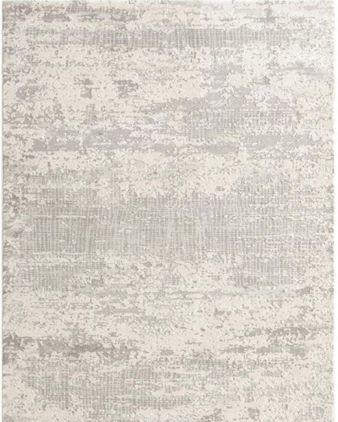 Textured area rug with a neutral color palette on a plain background