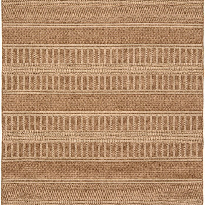 Beige and brown striped patterned rug