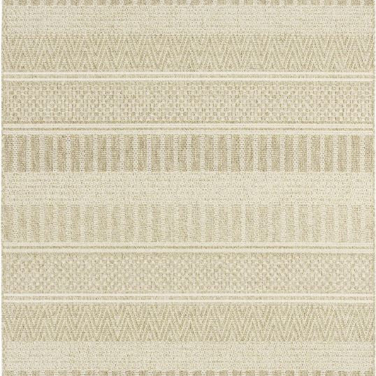 Beige and brown striped patterned rug
