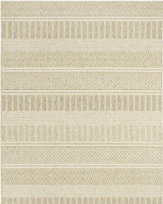 Beige and brown striped patterned rug