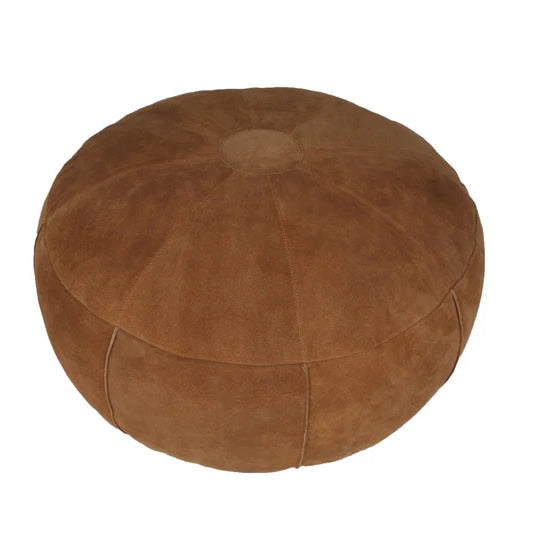 round ottomon made from leather