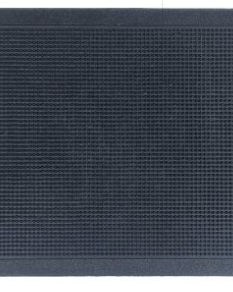 Dark gray doormat with a textured surface on a white background