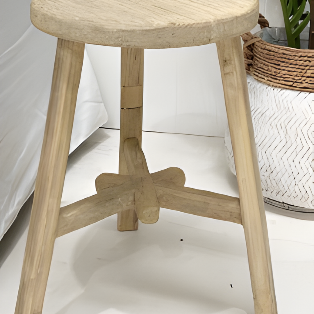 Wooden stool with a white background