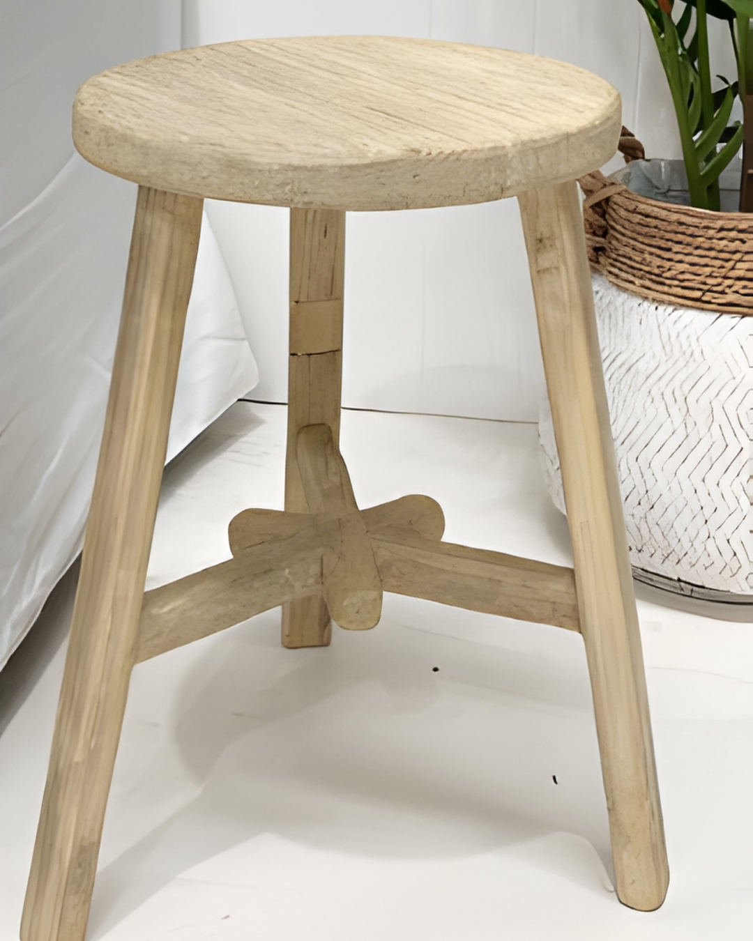 Wooden stool with a white background