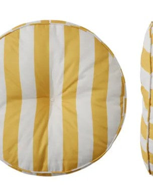 Yellow and white striped cushions on a white background