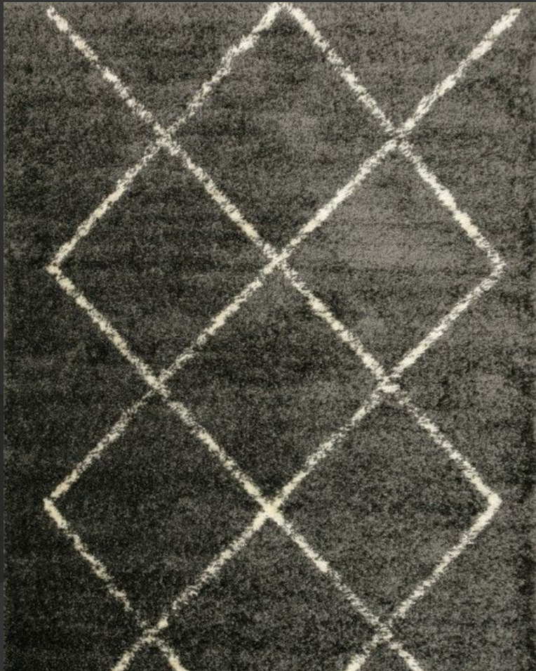 Dark gray rug with a diamond pattern