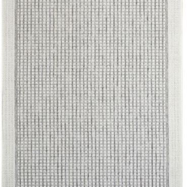 Textured gray and white area rug with a subtle pattern