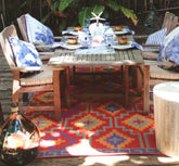 Lhasa Orange and Violet Moroccan Recycled Outdoor Rug