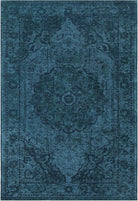 Blue patterned rug with intricate design