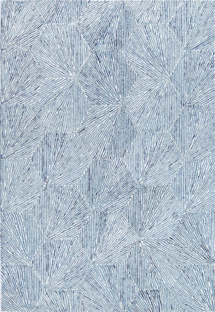 Full image of the Astrid Hexagon Blue Rug laid out, displaying its overall design and color, suitable for modern interiors.
