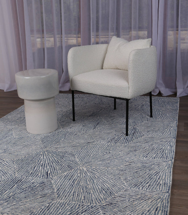 Astrid Hexagon Blue Rug in modern setting