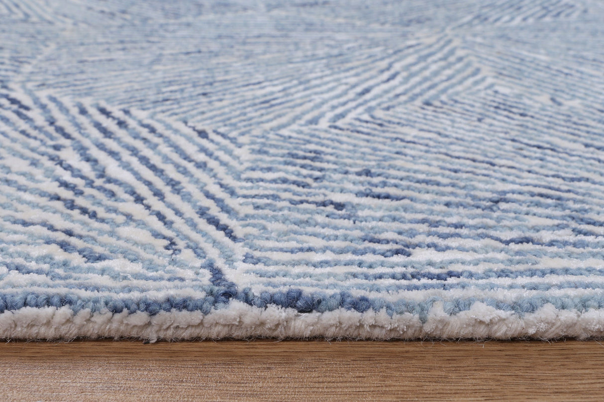 Astrid Hexagon Blue Rug close up