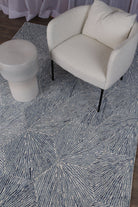 Astrid Hexagon Blue Rug in modern home