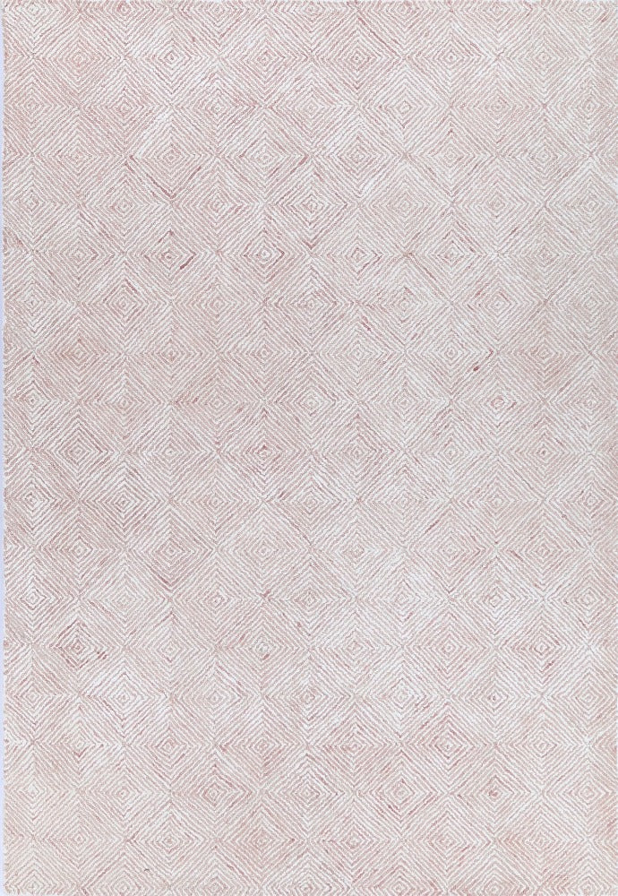 Complete image of the Astrid Pyramids Blush Rug, displaying its unique hand-woven design and blush color.