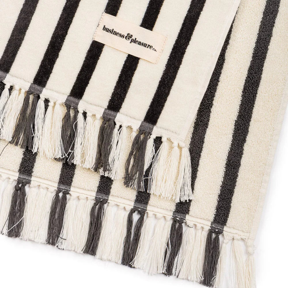 Beach Towel - Monaco Black Stripe