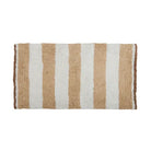 Striped doormat with brown and white stripes on a white background