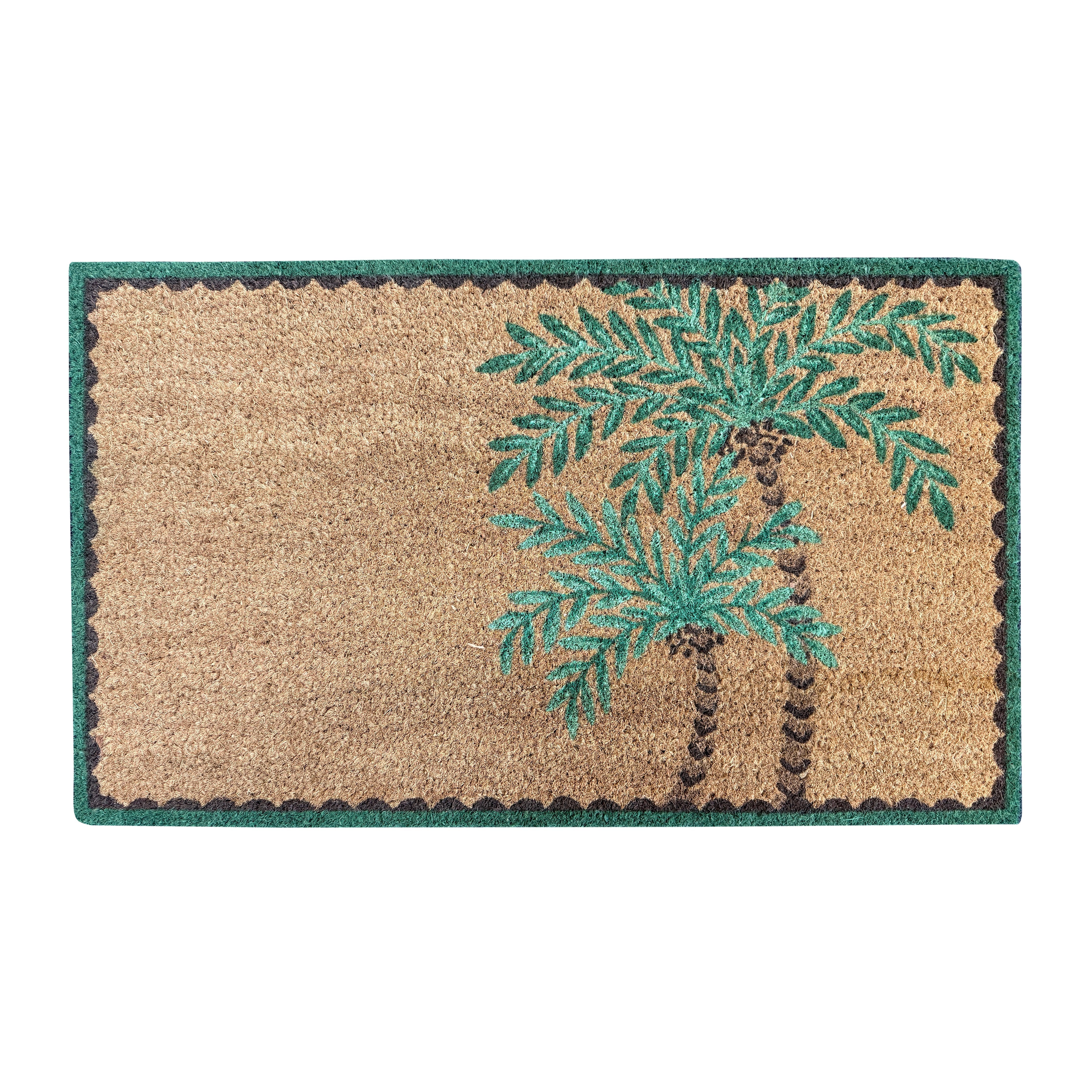 Doormat with palm tree design on a white background