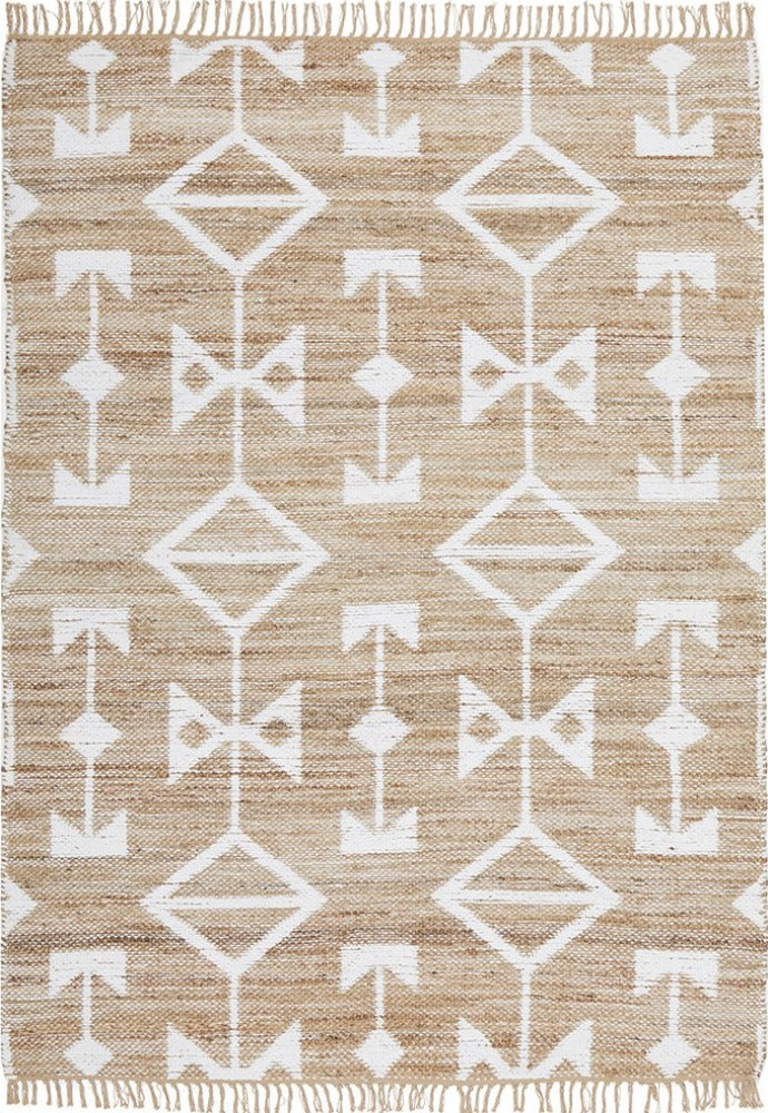 Entire view of the Bodhi - Trudy Rug, showcasing its unique triangle motifs and neutral tones, ideal for modern interior settings.