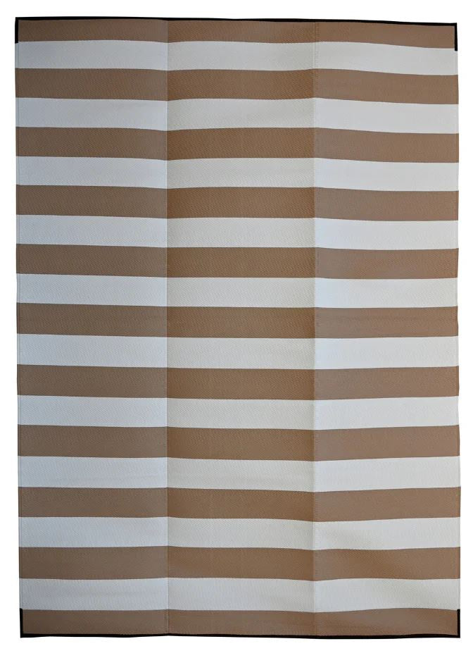 Striped fabric with brown and white horizontal stripes on a black border